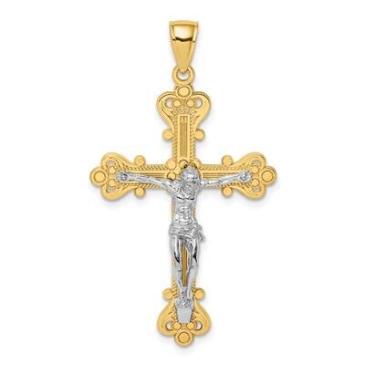 Engraved Crucifix Charm 14k Gold Rhodium K9220, MPN: K9220, 637218085231