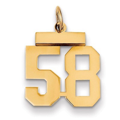 Number 58 Charm 14k Gold Small Polished LS58, MPN: LS58, 883957033815