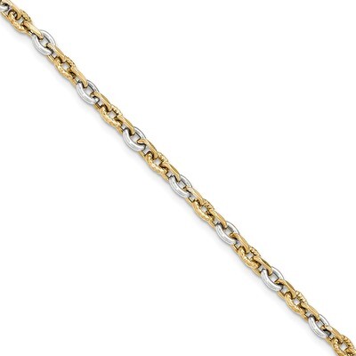 7.5 Inch Polished &amp; Diamond Cut Bracelet 14k Two-Tone Gold SF2208-7.5, MPN: SF2208-7.5, 191101363429