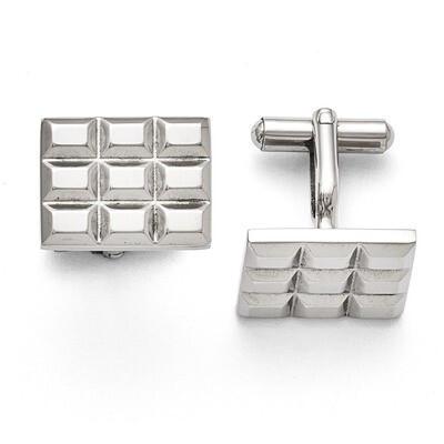 Grooved and Polished Cufflinks - Stainless Steel SRC291 by Chisel, MPN: SRC291, 886774968735