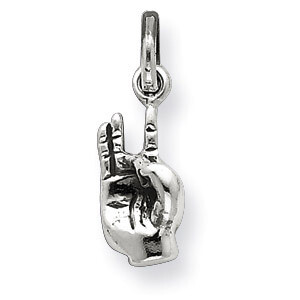 Antiqued Hand Symbol Charm Sterling Silver QC6977