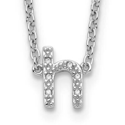 Sterling Silver Polished Diamond Initial h with 2 in ext Necklace PXD2711/H-SSS45