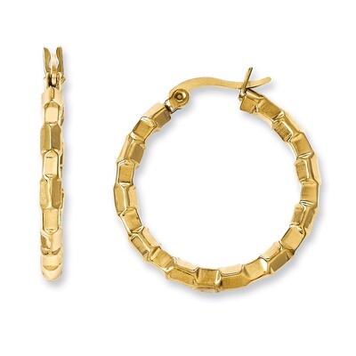 Yellow IP-plated &amp; Textured Hoop Earrings - Stainless Steel SRE581 by Chisel, MPN: SRE581, 19110107…