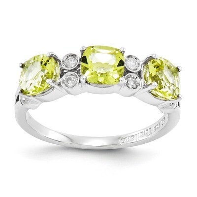 Lemon Quartz Ring Sterling Silver Diamond QR3074LQ, MPN: QR3074LQ, 883957242927