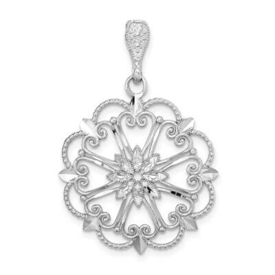 Starbust with Heart Beaded Scallop Edge Charm 14k White Gold Diamond-cut K9571W, MPN: K9571W, 63721…