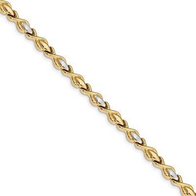 7.25 Inch Polished with Satin Link Bracelet 14k Gold &amp; Rhodium FB1478-7.25, MPN: FB1478-7.25, 88395…