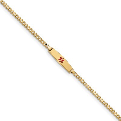 7 Inch Medical Soft Diamond Shape Red Enamel Curb Link ID Bracelet 14k Gold XM596CC-7, MPN: XM596CC…