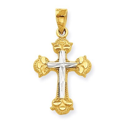 Diamond-Cut Cross Pendant 10K Gold &amp; Rhodium 10C1123, MPN: 10C1123, 886774019864