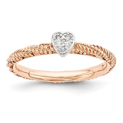 Rose Gold Plated Heart Ring Sterling Silver Diamond QSK1828, MPN: QSK1828, 886774374994