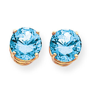 Blue Topaz Diamond Round Stud Earrings 14k Gold XE76BT, MPN: XE76BT, 883957099453