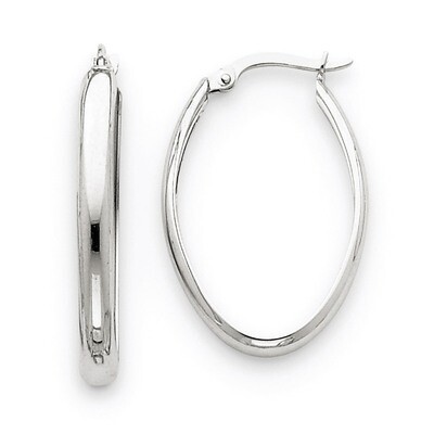 Polished 3.5mm Oval Hoop Earrings 14k White Gold TE267, MPN: TE267, 886774562322