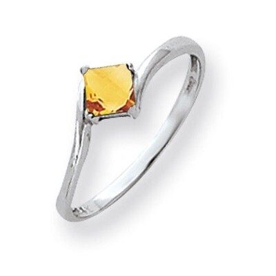 Citrine Ring 14k white Gold 4mm Princess Cut Y4785CI, MPN: Y4785CI, 883957667126