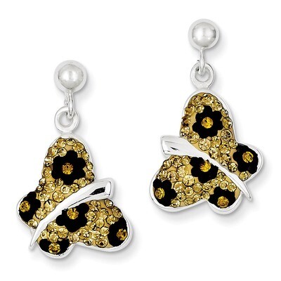Sterling Silver Stellux Crystal Animal Print Butterfly Post Earrings QE9657