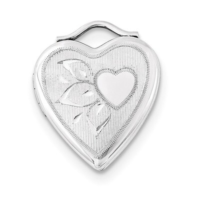 20mm Diamond-cut Textured &amp; Polished Heart Locket Sterling Silver QLS685