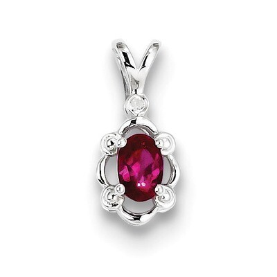 Ruby &amp; Diamond July Pendant Sterling Silver QBPD21JUL, MPN: QBPD21JUL, 883957532233