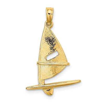 Textured Windsail Surfing Board Charm 14k Gold 3-D K8103, MPN: K8103, 637218061242