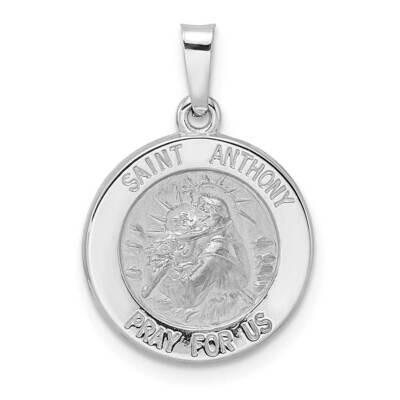 Satin Hollow St Anthony Medal Pendant 14k White Gold Polished XR1917, MPN: XR1917,
