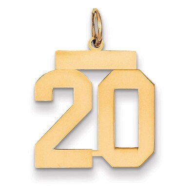 Number 20 Charm 14k Gold Medium Polished LM20, MPN: LM20, 883957132969