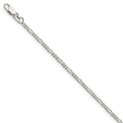 7 Inch 2.25mm Figaro Chain Sterling Silver Rhodium-plated QFG060R-7, MPN: QFG060R-7, 886774038292