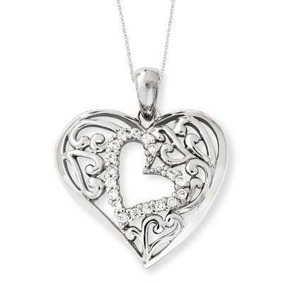 Forever In My Heart 18 Inch Necklace Sterling Silver with Diamonds QSX427, MPN: QSX427, 886774167435