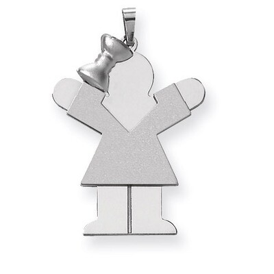 Large Girl with Bow on Left Engravable Charm 14k White Gold XK429, MPN: XK429, 883957415697