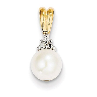 Diamond and 6-7mm Round Cultured Pearl Pendant 14k Gold XP4154, MPN: XP4154, 883957450094