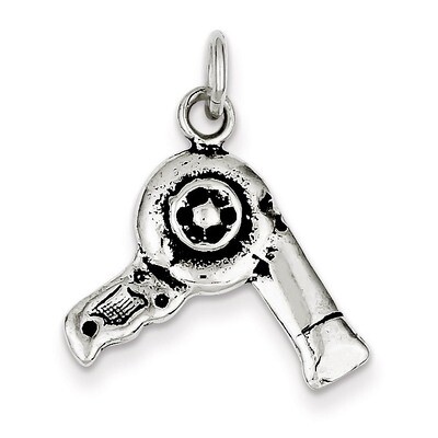 Hairdryer Charm Antiqued Sterling Silver QC7711, MPN: QC7711, 883957459080