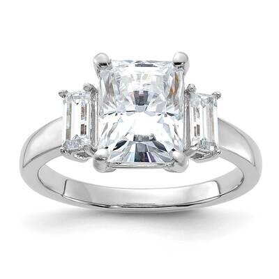 3 3/8ct. Three Stone D E F Pure Light Moissanite Engagement Ring 14k White Gold RM4447E-270-WMP, MP…
