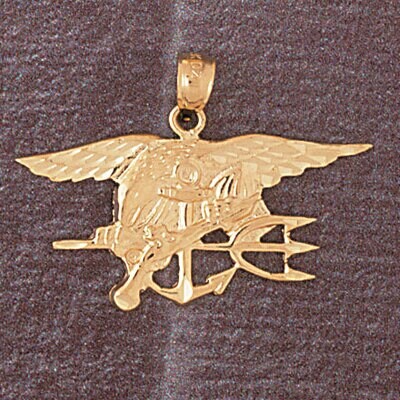 Dazzlers Jewelry Us Navy Sign Pendant Necklace Charm Bracelet in Yellow, White or Rose Gold 4651, M…