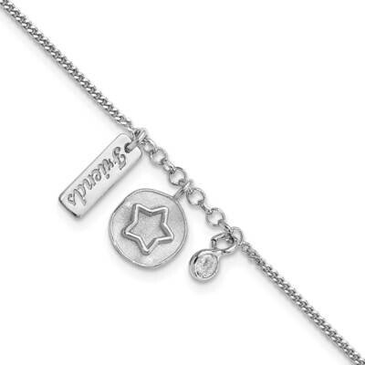 Satin Star Friends CZ Diamond with .5 Inch Extender Bracelet Sterling Silver Rhodium-Plated QG6206-…