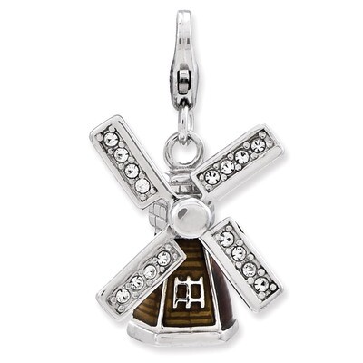 3-D Windmill Charm Sterling Silver Enameled QCC819 by Amore La Vita, MPN: QCC819, 886774235509