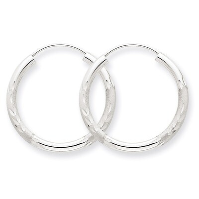 2mm Diamond-cut Endless Hoop Earrings 14k White Gold XY1201, MPN: XY1201, 883957299860