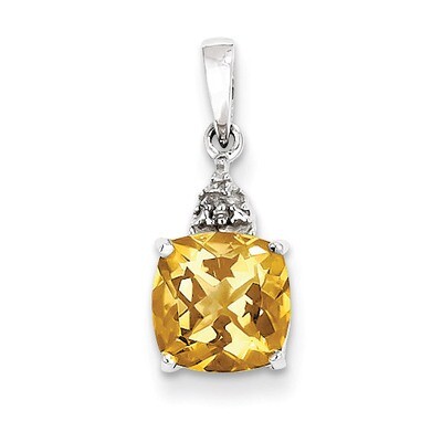 Citrine &amp; Diamond Pendant Sterling Silver Rhodium QDX783, MPN: QDX783, 883957399225