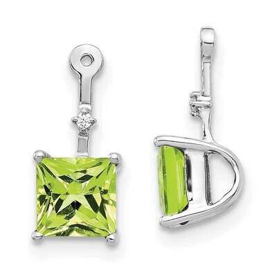 Square Peridot Earring Jackets 14k White Gold Diamond EJM5345-PE-001-WA, MPN: EJM5345-PE-001-WA, 88…