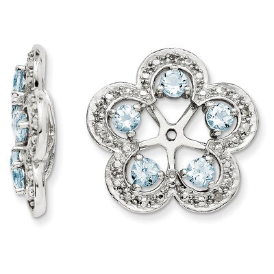 Diamond &amp; Aquamarine Earring Jacket Sterling Silver Rhodium QJ140MAR, MPN: QJ140MAR, 191101388248