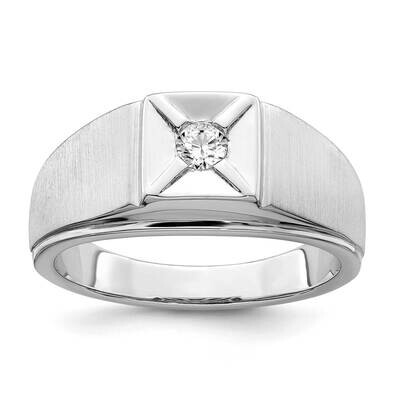Satin Diamond Mens Ring 14k White Gold Polished RM8440-016-WA, MPN: RM8440-016-WA,