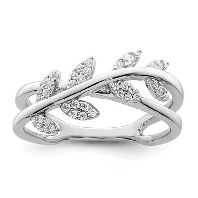 CZ Diamond Leaves Ring Sterling Silver Rhodium-Plated QR7216, MPN: QR7216,