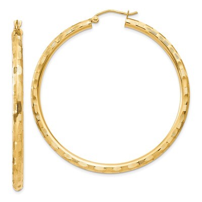 Hoop Earrings 14k Gold Textured TF560, MPN: TF560, 886774731902