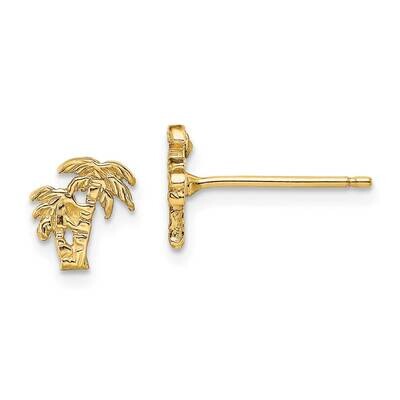 Mini Double Palm Tree Post Earrings 14k Gold TE825, MPN: TE825, 637218059881
