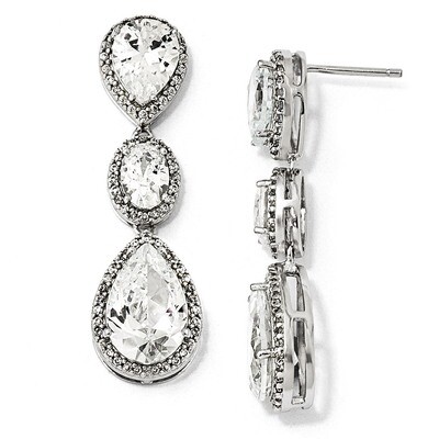 Cheryl M Fancy Cubic Zirconia Dangle Post Earrings Sterling Silver QCM969, MPN: QCM969, 886774612126