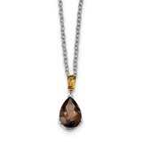 Smoky Quartz and Citrine Necklace Sterling Silver &amp; 14k Gold QG2741-18, MPN: QG2741-18, 685146725750