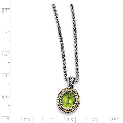 Peridot Necklace Sterling Silver &amp; 14k Gold QTC875, MPN: QTC875, 883957441481