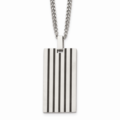 Black Rubber Dog Tag Necklace Stainless Steel Brushed SRN1580-22 by Chisel, MPN: SRN1580-22, 883957…