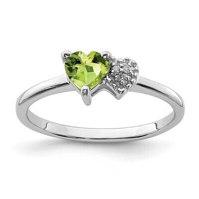 Peridot and Diamond Ring Sterling Silver Polished QR7063AUG, MPN: QR7063AUG, 883957227825