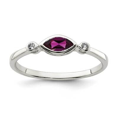 Rhololite and White Topaz Ring Sterling Silver Polished QR7065JUN, MPN: QR7065JUN, 883957619552