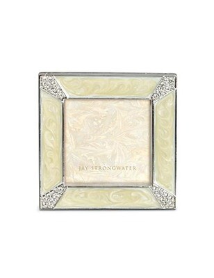 Jay Strongwater Leland Crystal Pearl Pave Corner 2 Inch Square Picture Frame, MPN: SPF5130-605,