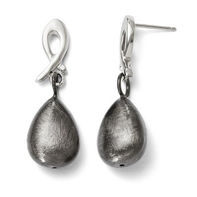 Leslie&#39;s Rhodium-plated Polished and Scratch Finish Post Earrings - Sterling Silver HB-QLE334, MPN:…