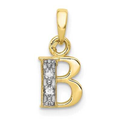 Diamond Initial B Pendant 10k Gold and Rhodium 10YC250B, MPN: 10YC250B,