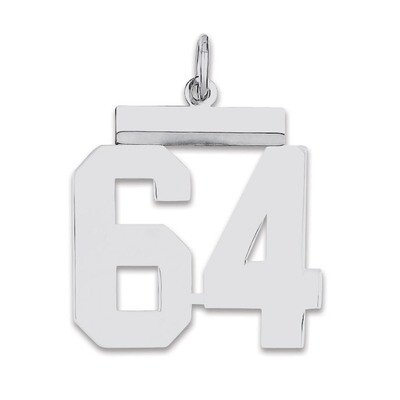 Pendant Number 64 Polished Sterling Silver Medium QMS64, MPN: QMS64, 191101278365