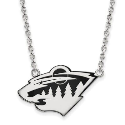 Minnesota Wild Large Enamel Pendant with Chain Necklace Sterling Silver SS030WIL-18, MPN: SS030WIL-…